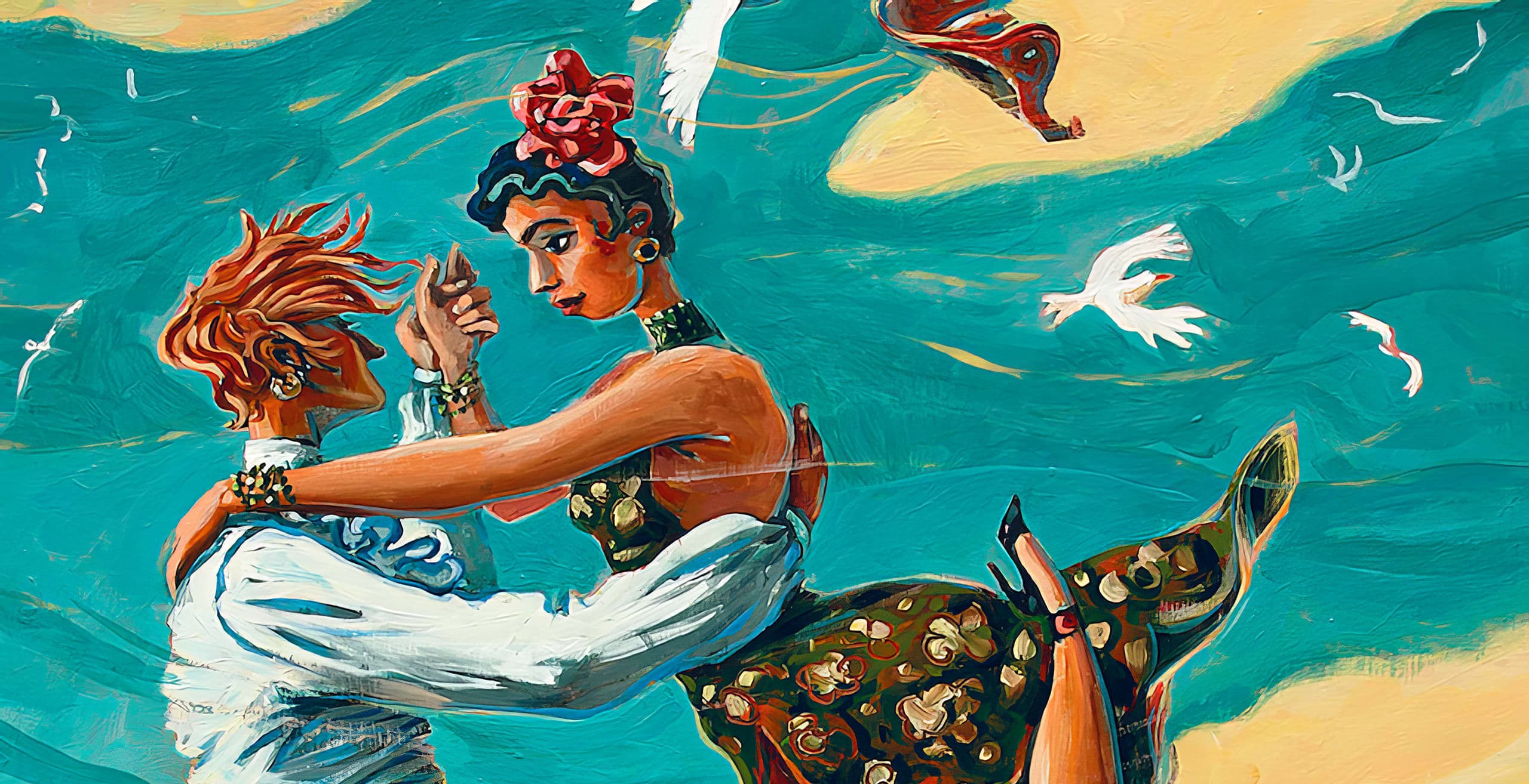 Tango par la côte, illustration d'un couple dansant le tango à Roscoff