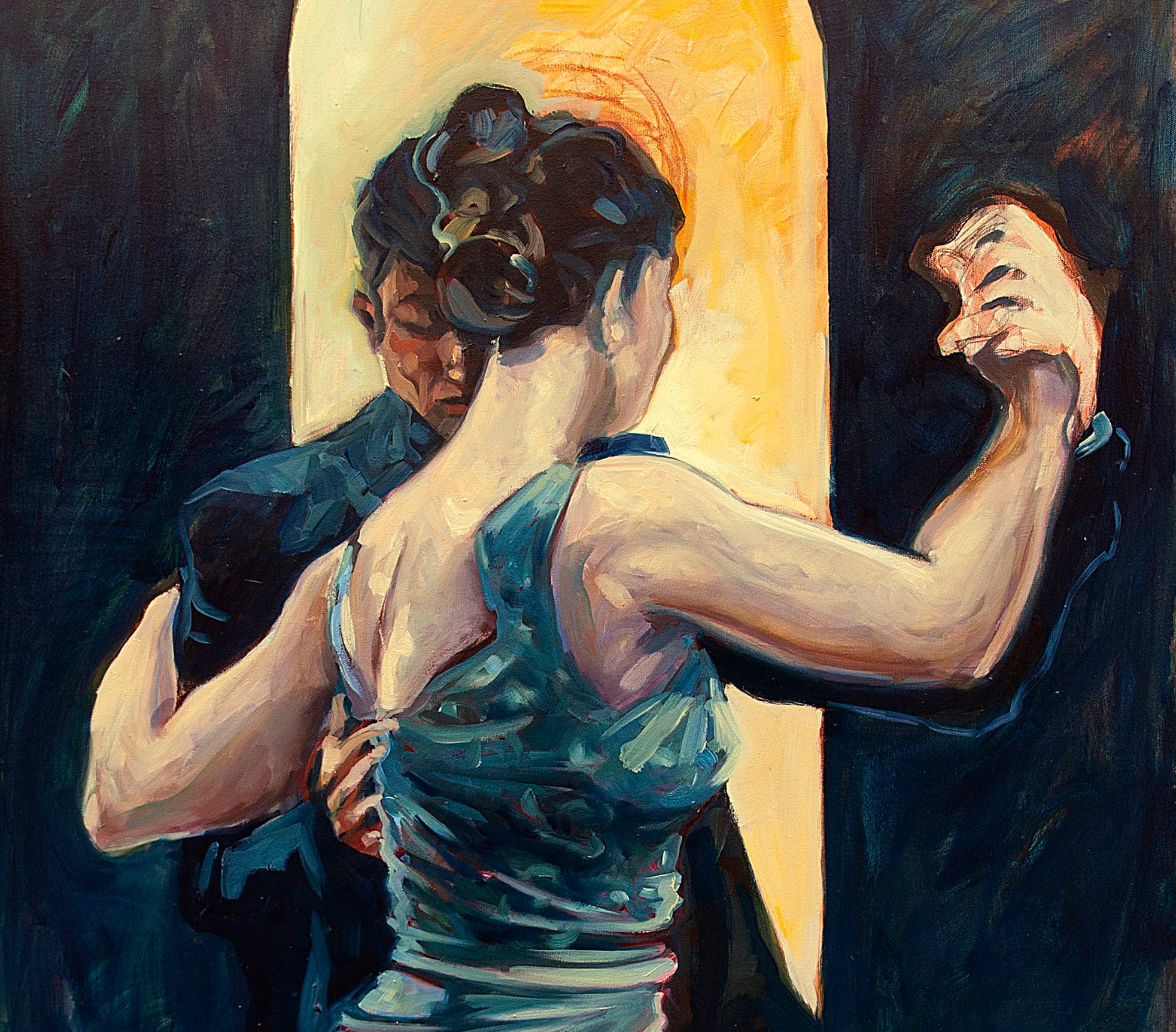 Peinture représentant deux danseurs de tango