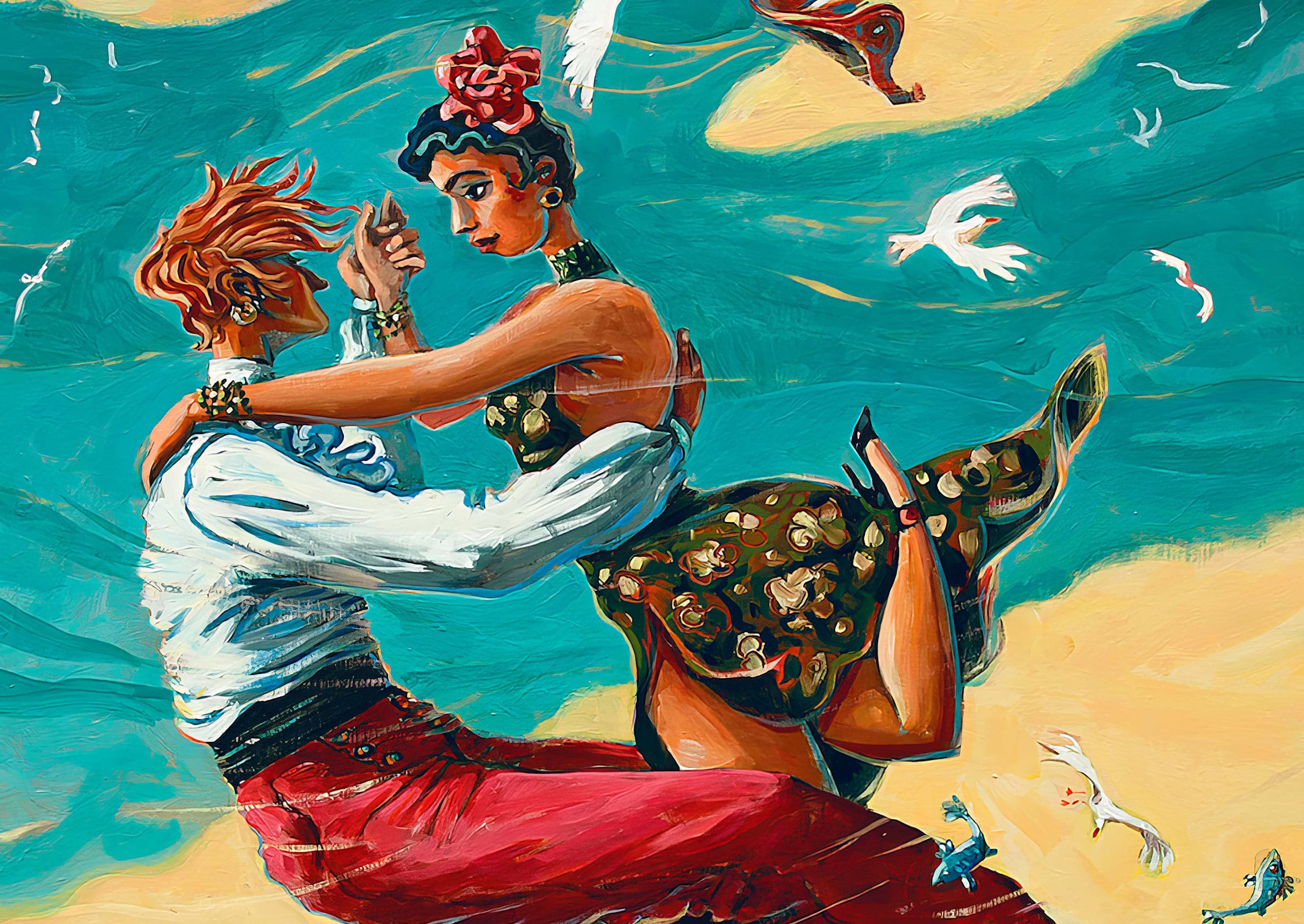 Tango par la côte, illustration d'un couple dansant le tango à Roscoff